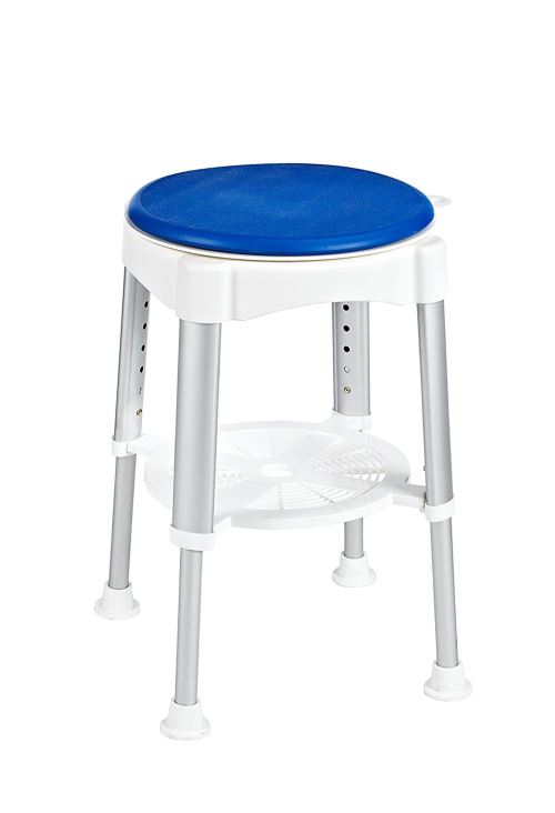 Ridder A0050401 Tabouret de Salle de Bain Rotatif Aluminium Anodisé Blanc