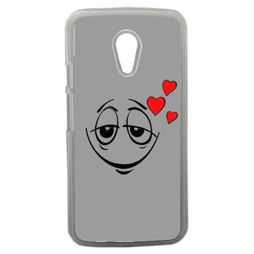 Coque Smiley Amoureux Fond Gris Compatible Motorola Moto G2 Transparent