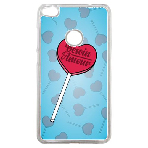 Coque Besoin Damour Fond Bleu Pale Compatible P8 2017 Transparent