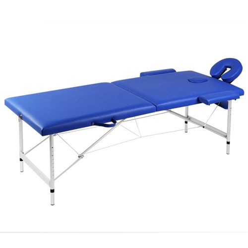 Inklapbare massagetafel 2 zones met aluminium frame (blauw)