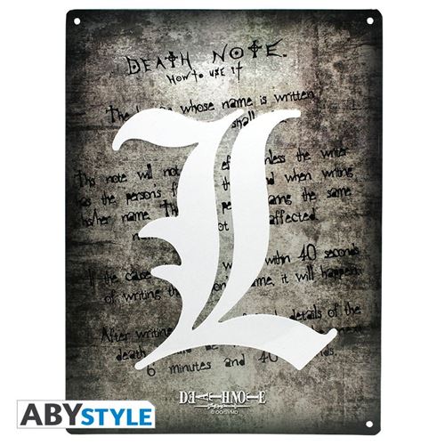 death note - plaque métal l symbol (30x40)