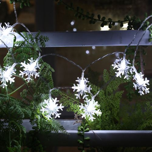 Guirlande Lumineuse 2M LED avec 20 LED Flocon de neige pour Noël Soirée Maison Jardin, Blanc [Batterie alimenté]