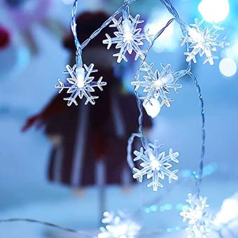 Guirlande lumineuse LED à piles - Flocons de neige, Étoiles, Arbres