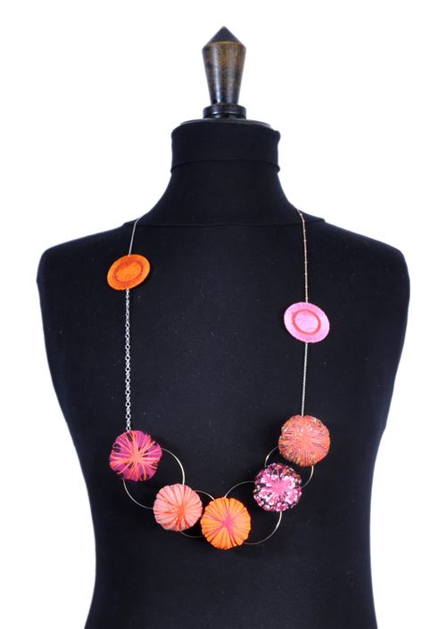Collier long holly coussin tons orange et rose - piti
