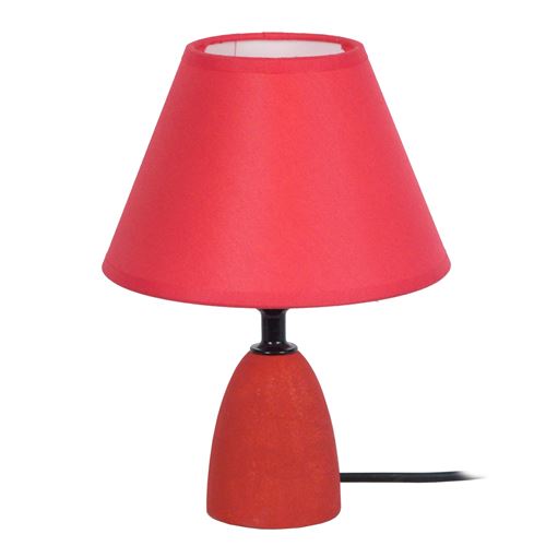 Bois minor lampe de chevet bois de hetre 16x16x22 cm - rouge tosel 62471
