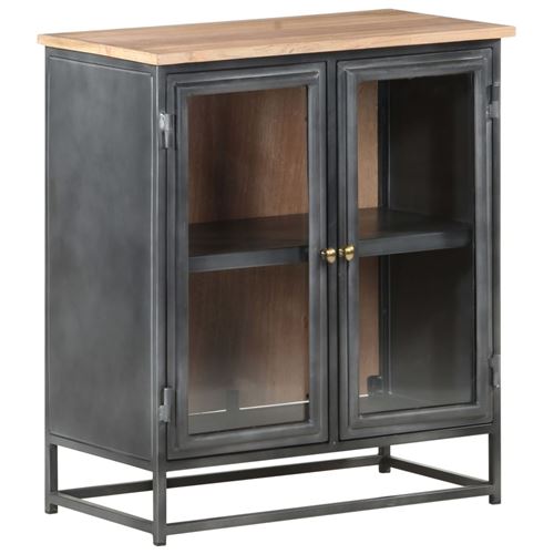 Buffet Bois d'acacia massif et acier 60x35x70 cm Gris