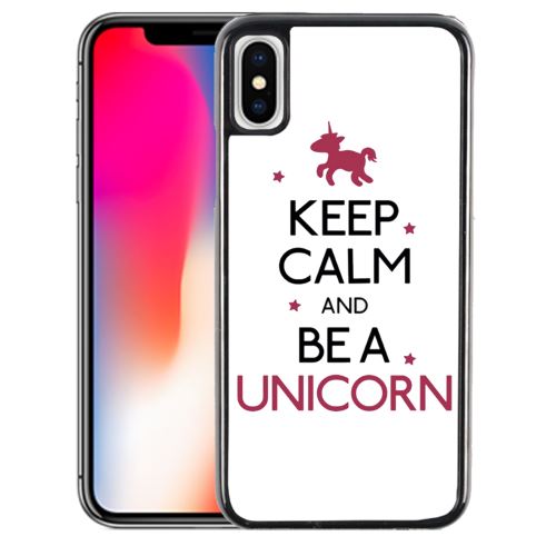 Coque pour iPhone XS keep calm unicorn licorne
