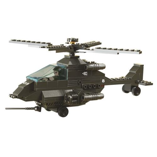 Jeu de construction brique emboitable compatible lego sluban hélicoptère d’attaque combat militaire armé m38 b6800 pilote articulé