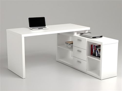 Bureau D Angle Avec Rangements Aldric Iii Blanc Achat Prix Fnac