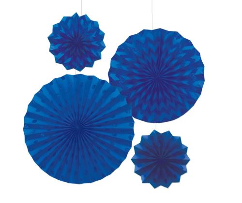 Amscan eventails décoration de fête 4 pièces 20/30/40 cm bleu