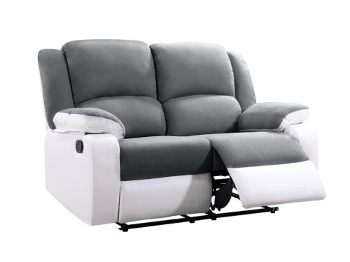 Canape 2 Places Relax En Microfibre Et Simili Bilston Ii Gris Et