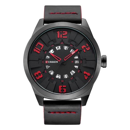 Montre Homme Quartz Noir+Rouge Sport CURREN 8258