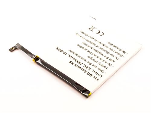 Battery BQ Aquaris X5, Li-ion, 3,8V, 2800mAh, 10,6Wh, built-in, w/o tools