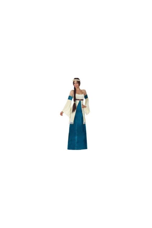 Déguisement de dame médiévale blanc et bleu t-2