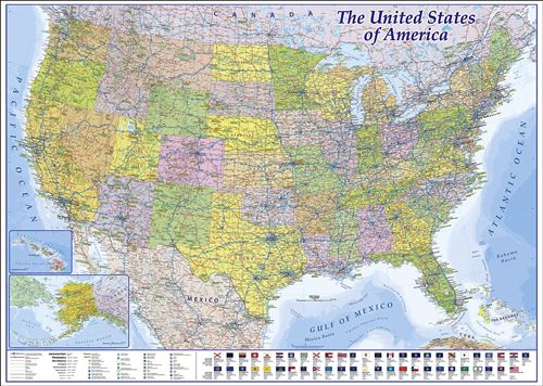 Poster XXL ÉtatsUnis 2019 MAPS IN MINUTESÙ 100 cm x 140 cm