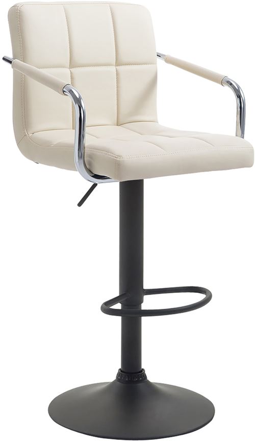 Tabouret de bar Lucy V2 en similicuir avec Piètement en Métal , Crème/Noir