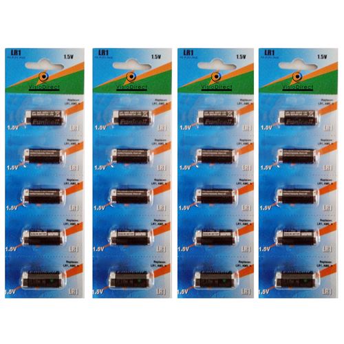 Lot de 20 Piles type LR1 1,5V compatibles LR01/MN9100/AM5/E90 /UM5 /SUM5/LR1N - Visiodirect -