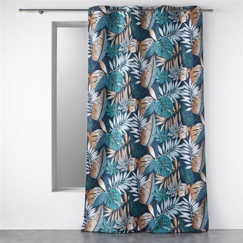 Rideau a oeillets 140 x 280 cm polyester imprime alianor Bleu Douceur d'Intérieur