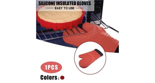 1pcs silicone coton four isolation thermique gants résistants pot titulaires pour kitch - rouge