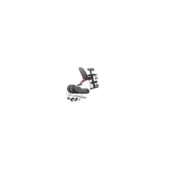 Hop-Sport Banc de Musculation Réglable avec Set d’Haltères 36 kg, Ensemble de Disques de Poids en Plastique avec Barres d’Haltères Super Curl SZ 120 cm et Courtes 45 cm, Pupitre à biceps et Expanders - 1