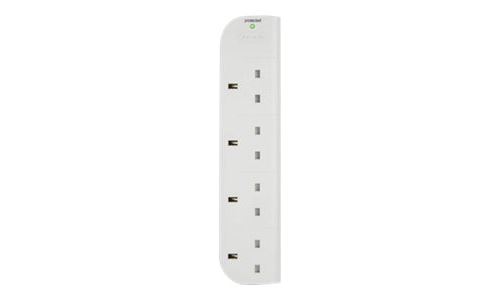 Belkin SurgeStrip E-Series - Protection contre les surtensions - CA 250 V - connecteurs de sortie : 4 - Royaume-Uni - blanc