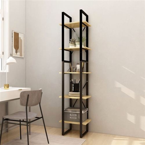 Bibliothèque à 5 niveaux 40x30x175 cm Bois de pin