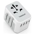 Adaptateur de Voyage TESSAN Universel,avec 3 USB et 1 Type C,France vers USA Canada UK Italie Australie Chine Japon Suisse,Gris