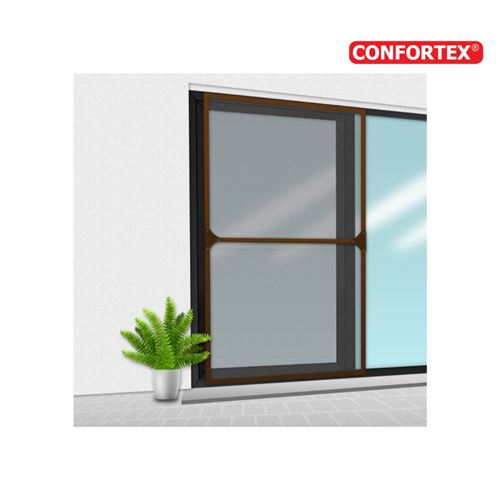 Voile moustiquaire Véranda CONFORTEX sur cadre pour baie vitrée coulissante - 150 x 220 cm - Marron
