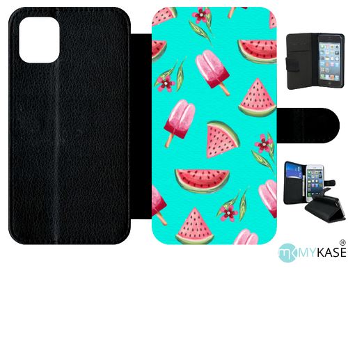 Etui My-Kase pour iPhone 11 - pastque - Simili-cuir Noir