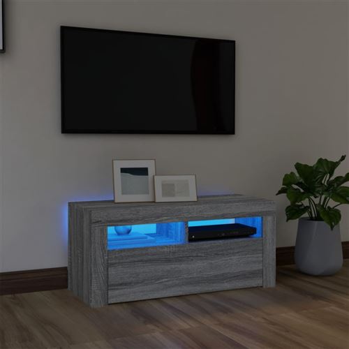 vidaXL Meuble TV avec lumières LED Sonoma gris 90x35x40 cm822722