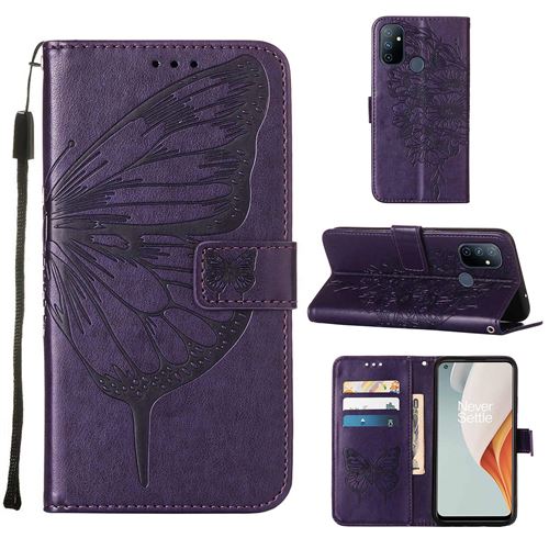 MPFRANCE Housse pour OnePlus Nord N100 Violet Intense [Papillon V3]