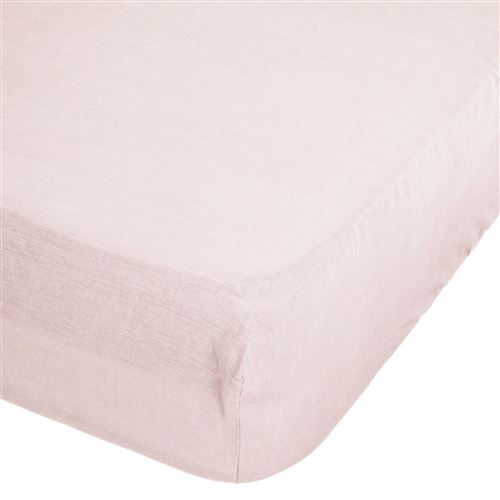 Drap housse 100 % lin B30 rose140x190
