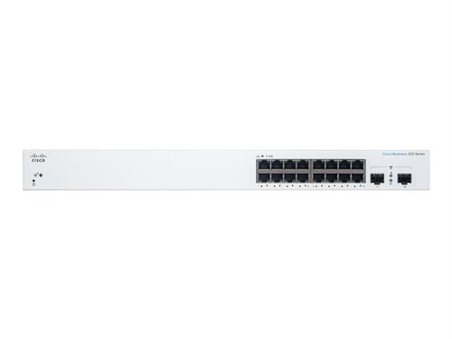 Cisco Business 220 Series CBS220-16T-2G - Commutateur - intelligent - 16 x 10/100/1000 + 2 x Gigabit SFP (liaison montante) - Montable sur rack