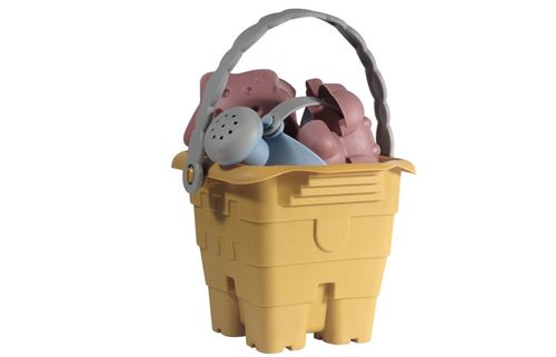 Kit de jouets de sable pour bébé 6 pièces multicolore - seau Toni jaune - Kindsgut