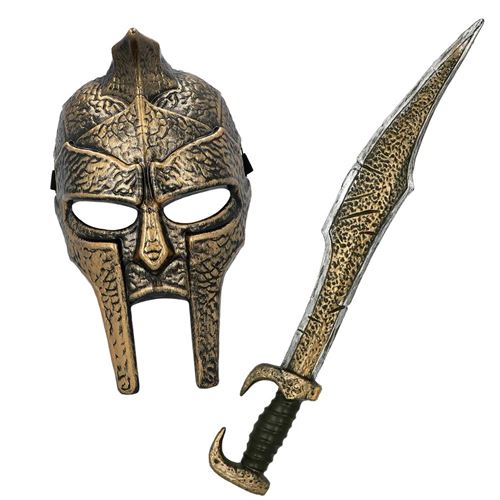 Accessoire de déguisement - 2 accessoires déguisement spartiate masque épée - - jaune - boland 01487