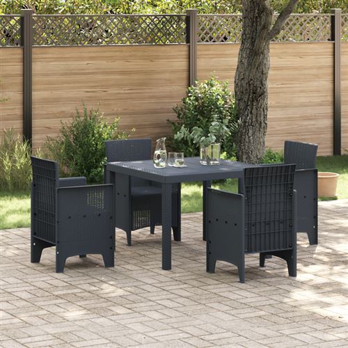 Non Communiqué Anthracite Table De Jardin 100X100x73 Cm En Polyrotin