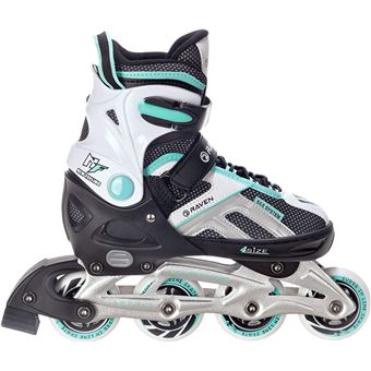 Roller en ligne Pulse du 33 au 36 + patin a glace Adulte Enfant Mixte  taille ajustable Noir/Menthe Raven