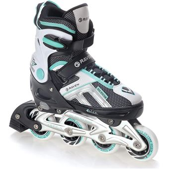 Roller en ligne Pulse du 33 au 36 + patin a glace Adulte Enfant Mixte  taille ajustable Noir/Menthe Raven