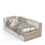 Lit enfant LIFE 1 personne - 90x190/200 - Rangements - Décor Chene et blanc - Fabriqué en France