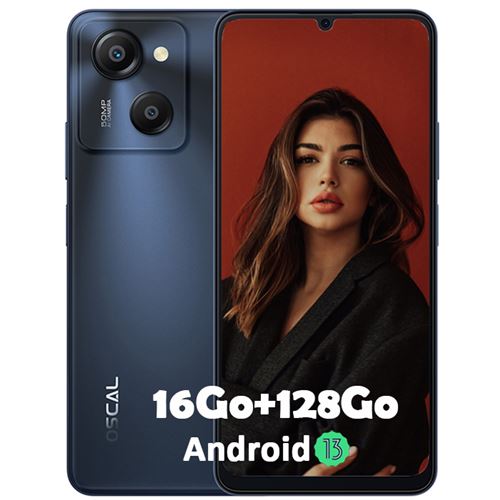 Oscal MODERN 8 Téléphone Portable Débloqué 16Go+128Go 6.52 50MP+8MP 6000mAh Android 13 Smartphone Double SIM 4G GPS - Gris