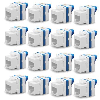 Lot de 16 Embases keystone RJ45 Cat6a UTP sans outil courte 10 Gbps – Snap-In toolless – Repérage T568A/B - 1