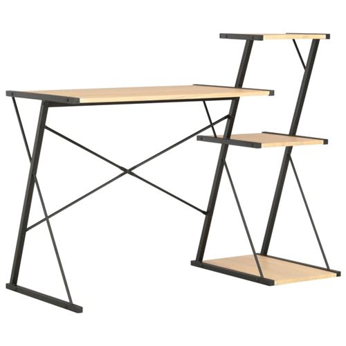 Non Communiqué Noir Bureau Avec Étagère Et Chêne 116X50x93 Cm