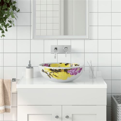 vidaXL Opzetwasbak rond Î¦41x14 cm keramiek meerkleurig155054