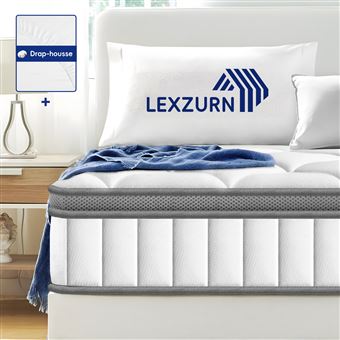 Matelas 140x200cm/9 couches de confort avec noyau à ressorts ensachés niveau de fermeté H3/Matelas 2 place à 7 zones /matelas avec drap-housse/hypoallergénique - 1