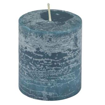 Bougie Pilier Déco "Rustique" 7cm Bleu Paon - 1