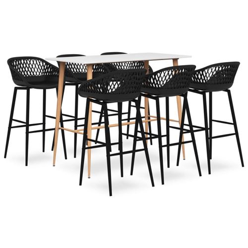 Vidaxl - Ensemble de bar 7 pcs Blanc et noir