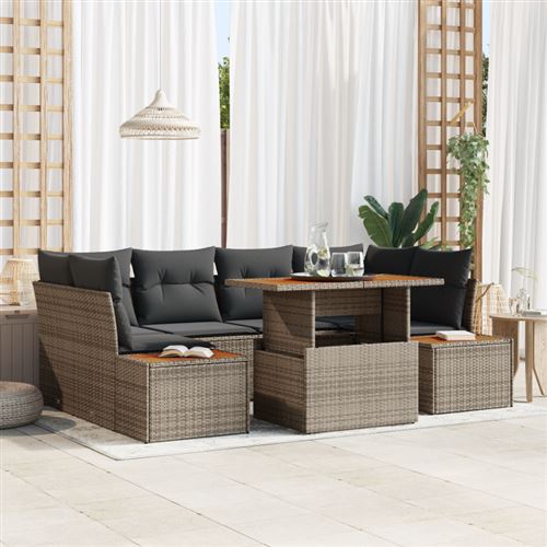 vidaXL Gartensofa-set 9 Stk. Grau und Braun