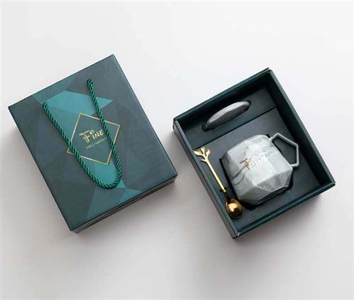 Coffret cadeau mug tasse de café en céramique - gris
