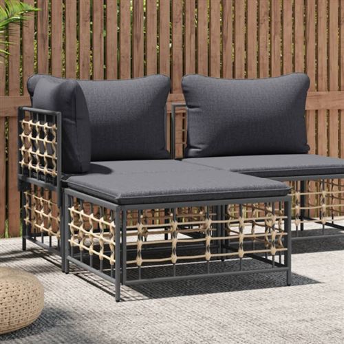 VIDAXL - Tabouret de jardin - Résine tressée - Gris - Image 2