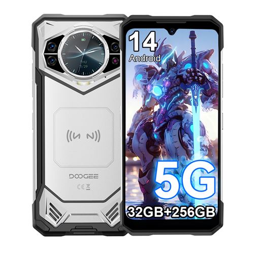 DOOGEE S200 Téléphone Portable 6.72 32GO 256GO Smartphone Android 14 10100mAh Dual SIM 5G-Argent